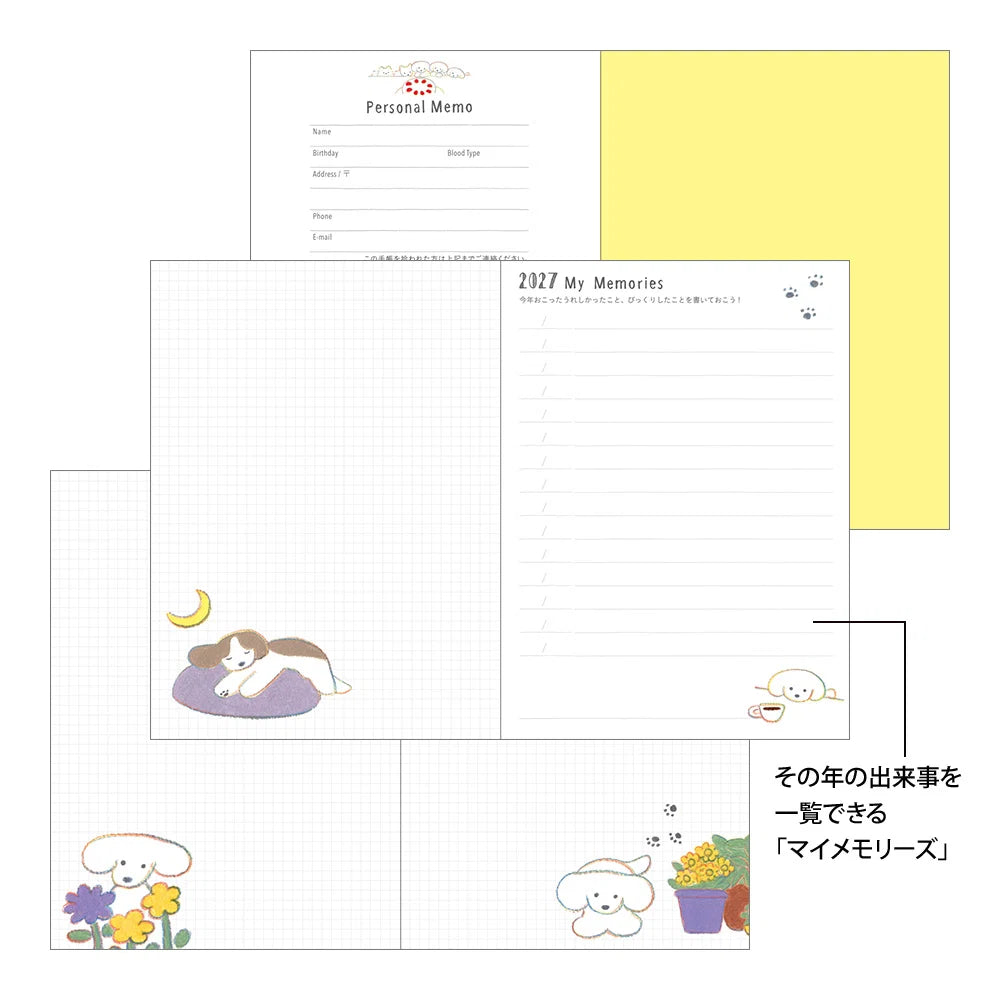 Midori Pocket Diary A6 2027 — Dog