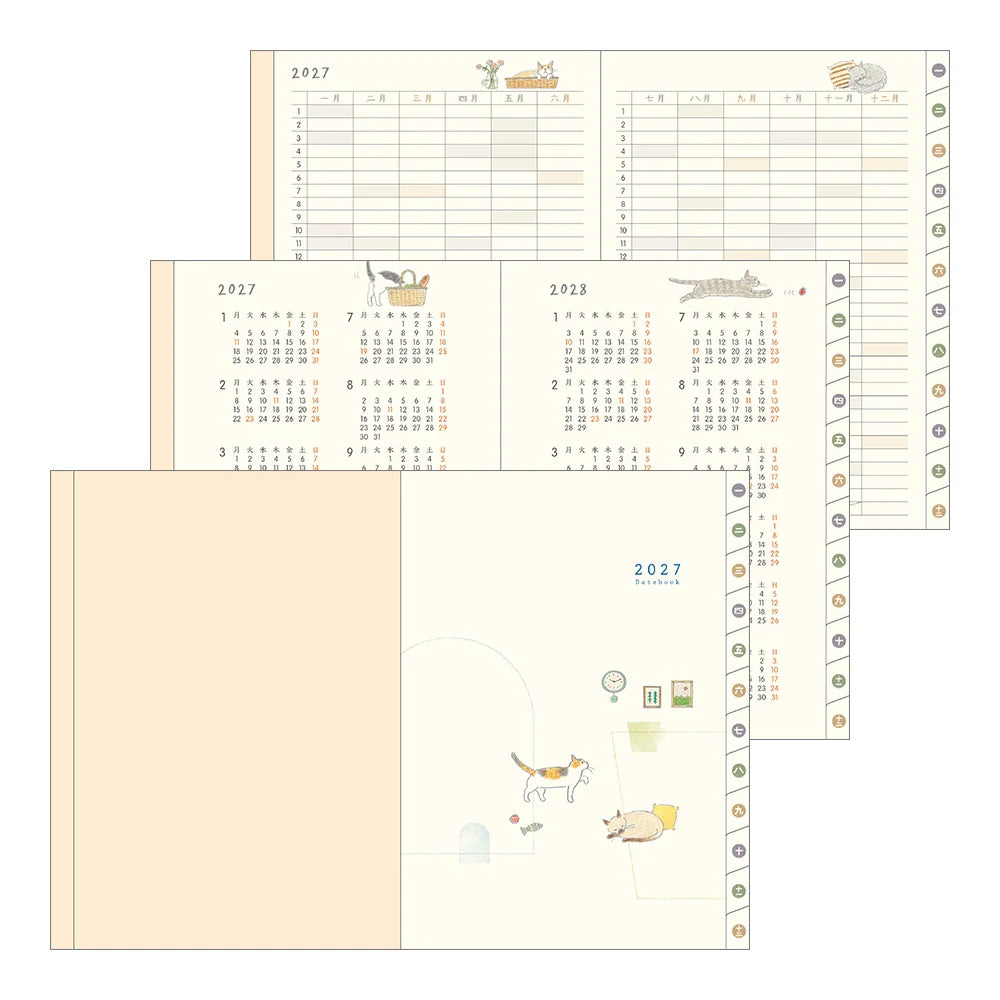 Midori Pocket Diary A6 2027 — Cat