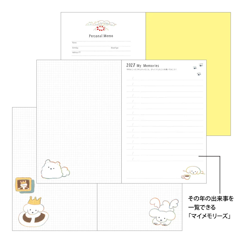 Midori Pocket Diary B6 2027 — Dog