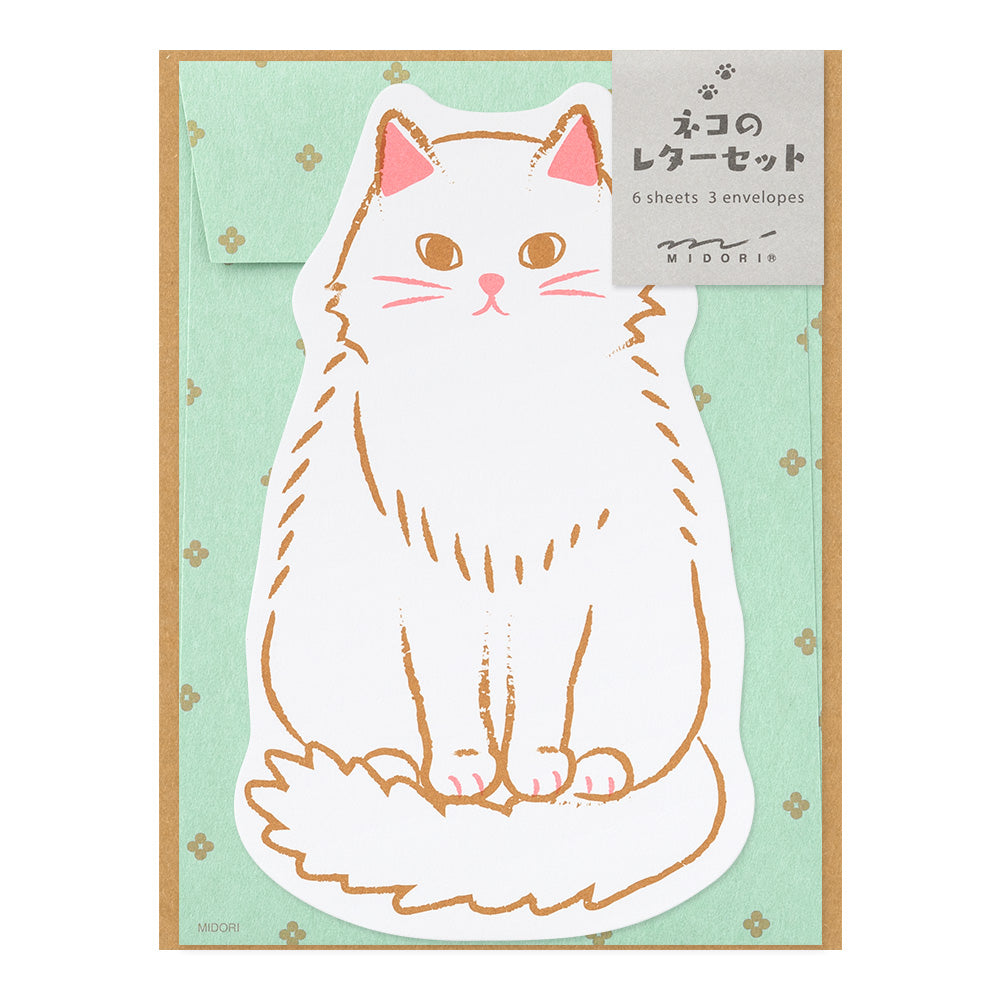 Midori Letter Set with Stickers — 924 Die-Cut Cat