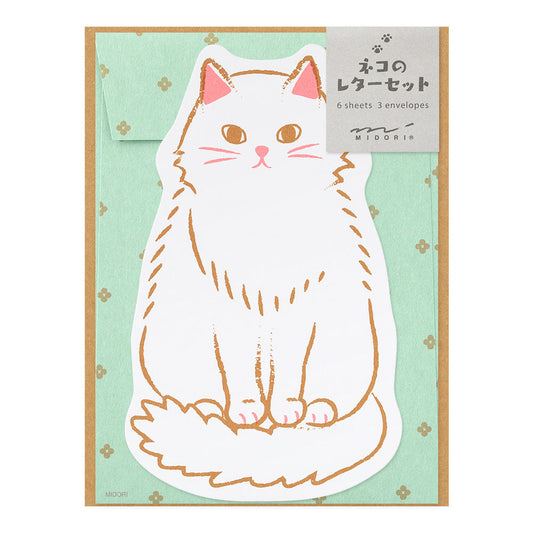 Midori Letter Set with Stickers — 924 Die-Cut Cat
