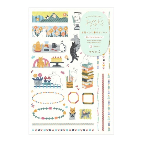 Yuru Log Decoration Stickers — 2 Sheets — Cat