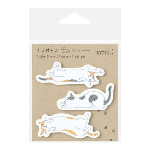 Midori Point Sticky Notes — Cat Stretching