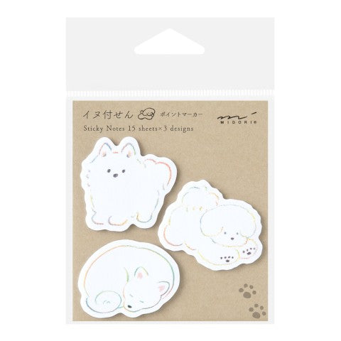 Midori Point Sticky Notes — White Dog